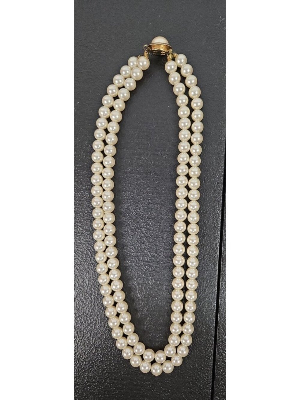 Vtg Double Strand Faux Pearl Necklace